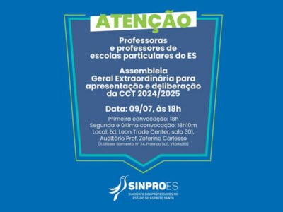 ATENCÃO PROFESSORAS E PROFESSORES DE ESCOLAS PARTICULARES DO ES